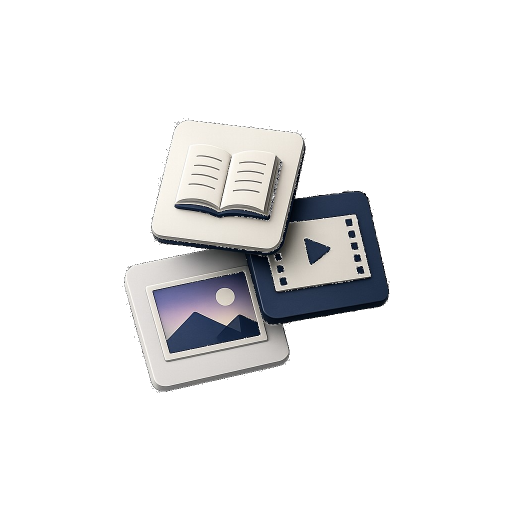 Media — photos, books, and films